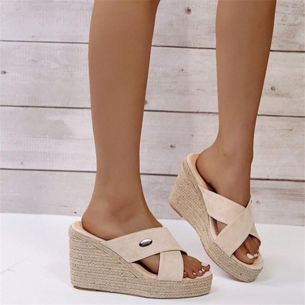 

vintage platform wedges sandals women flip flops high heel slippers beach shoes bohemia woman, Black