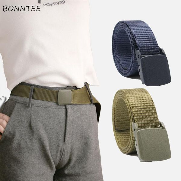 

belts men all-match leisure trendy army belt military automatic buckle handsome travel outdoor solid simple, Black;brown