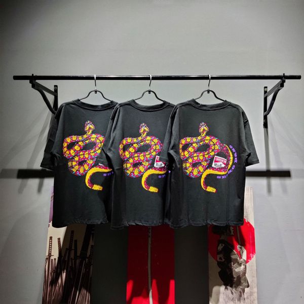 

men's and women's t-shirt cotton remix short sleeve rattlesnake asap rocky vintag round neck pockets, White;black