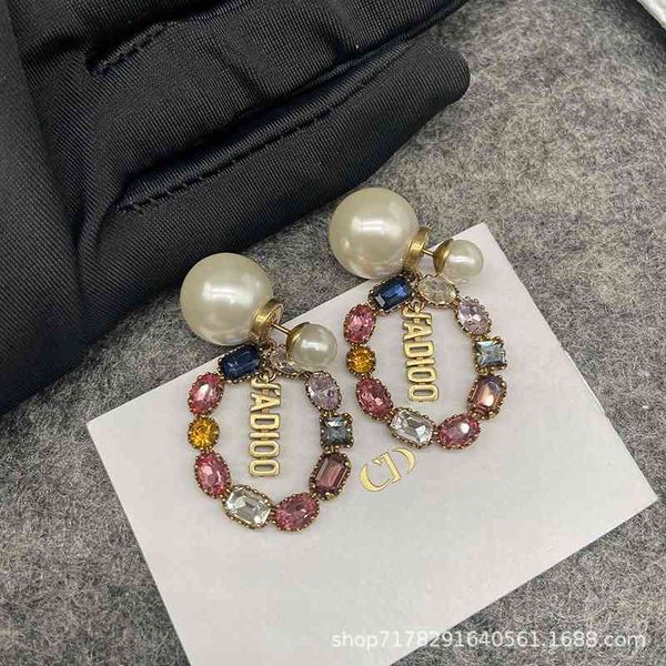 

buy 75% off rainbow zircon colorful personalized earrings minority design s925 sterling silver fashion color diamond, Golden;silver