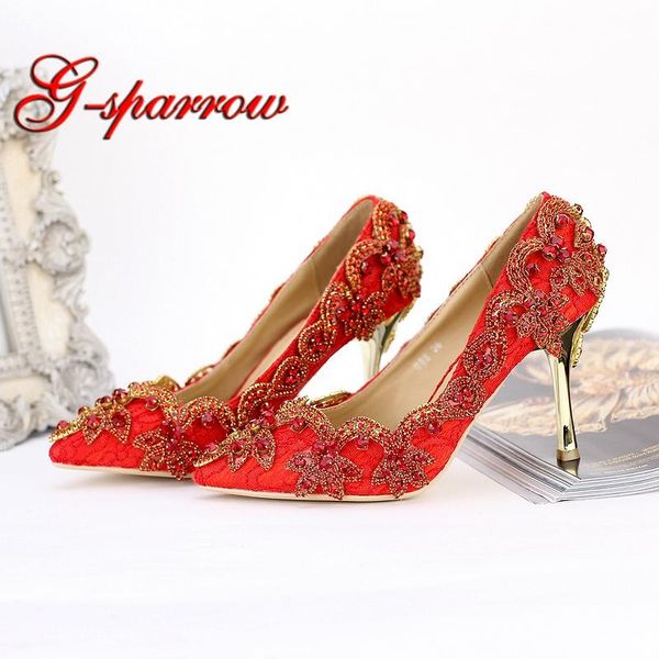 

pointed toe high heels for wedding party rhinestone covered bridal dress shoes stiletto heel banquet pumps white red color, Black