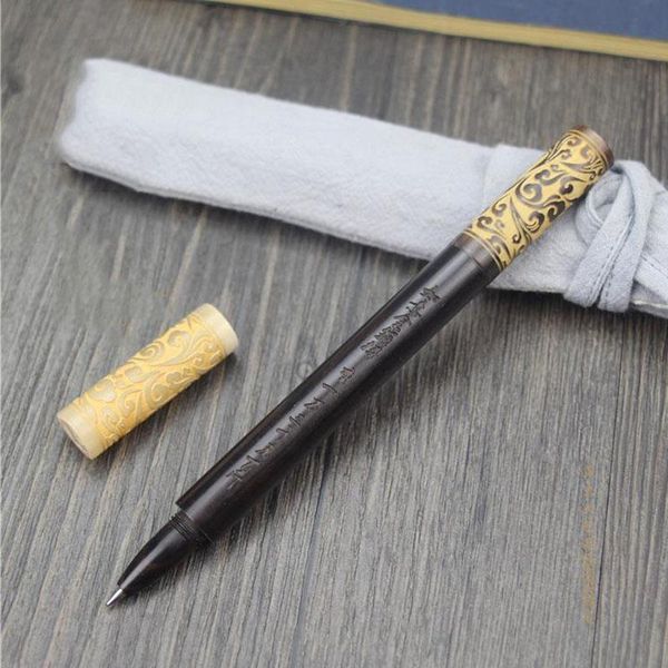 

gel pens monkey king golden cudgel manual blackwood signature pen ox horn cap with carving natural color roller as luxury gift