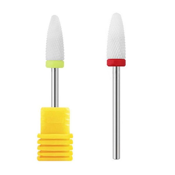 

nail drill & accessories 2pcs cone tip ceramic bits electric cuticle clean rotary for manicure pedicure grinding head sander tool, yellow re