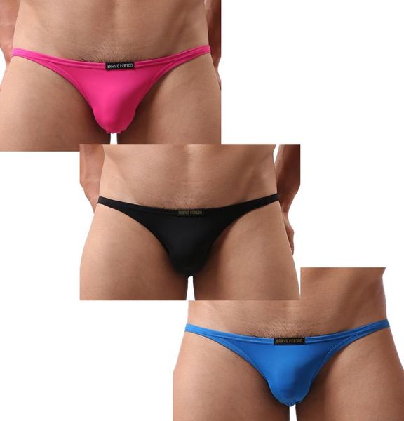 

underpants brave person men's low waist bikini underwear comfortable pouch briefs b33, Black;white