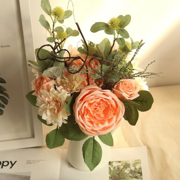 

decorative flowers & wreaths artificial peony silk bonquets fake rose for diy home room decor indoor wedding decoration table