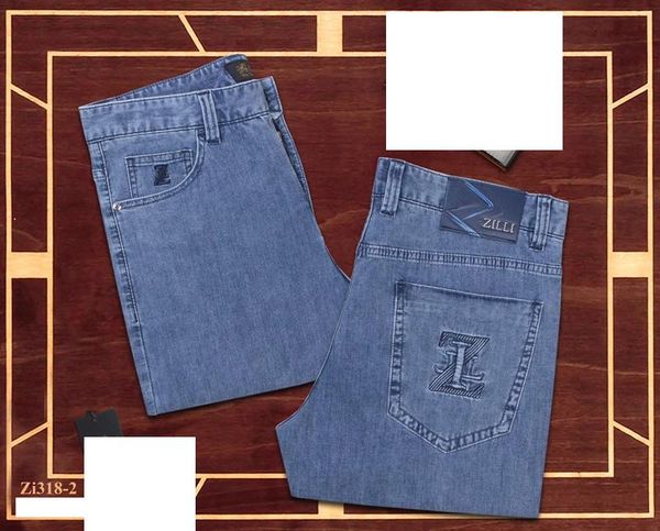 

men's jeans thin men 2021 spring summer style fashion cotton comfort embroidery high quality, Blue