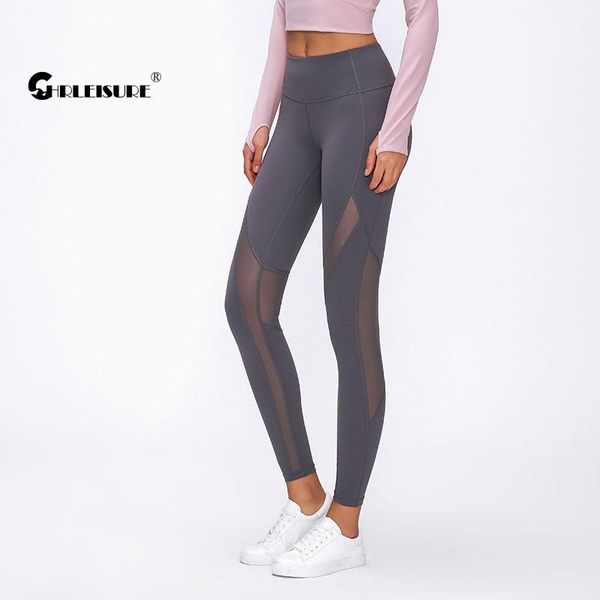 

yoga outfit chrleisure mesh sport leggings high waist hip lift sanding quick dry pants running breathable gym fitness sportswear