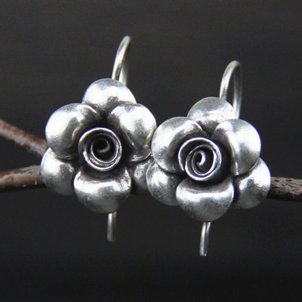

s925 silver rose earrings in sterling all-match small female flowers, Golden