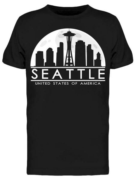 

Seattle, City. Semicircular Tee Men's -Image by Shutterstock, White;black
