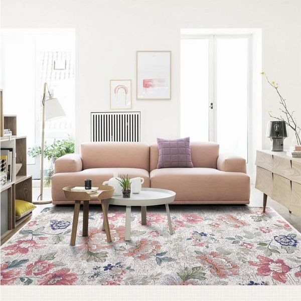 

carpets countryside red flower for living room american tatami bedroom area rug jacquard balcony mat home decor vintage europe