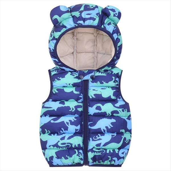 

childrens jacket baby vest kids warm hooded cotton boys for girl, Blue;gray