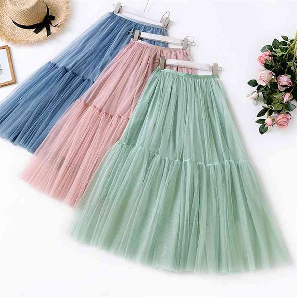 

summer arrival women skirt a-line korean fairy style polyester solid color stitching 210527, Black