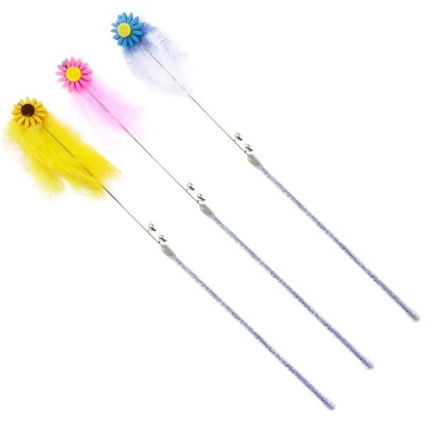 

cat costumes 3pcs feather flirting stick sunflower interactive pet toys teaser