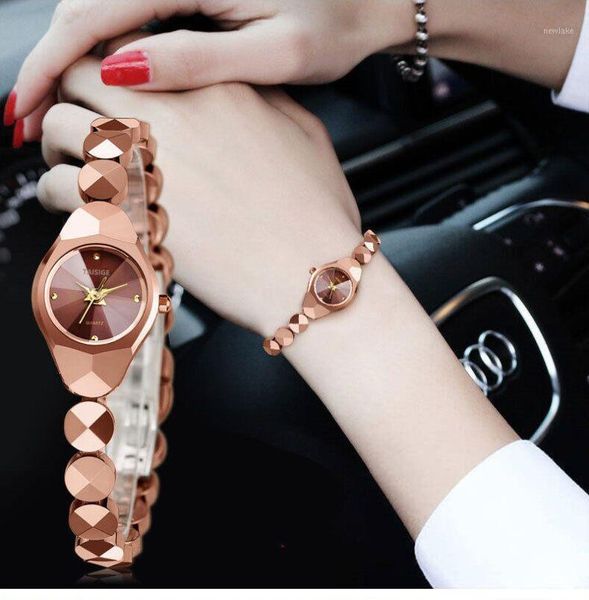 

wristwatches taisige fashion leisure tungsten steel watch quartz women's luminous sports japanese movement, Slivery;brown