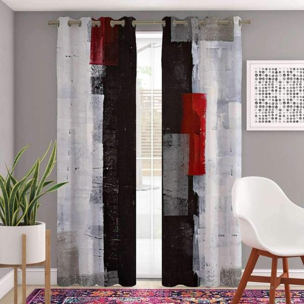 

curtain & drapes atomack blackout grommet curtains modern red and grey abstract painting black white wall set for bedroom living room