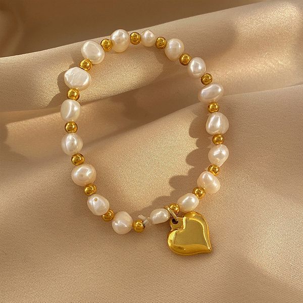 

xianlan578 love pearl bracelet girls ins niche design feeling natural pearl bunch of sen is a light sense of luxury senior hand ac, Silver