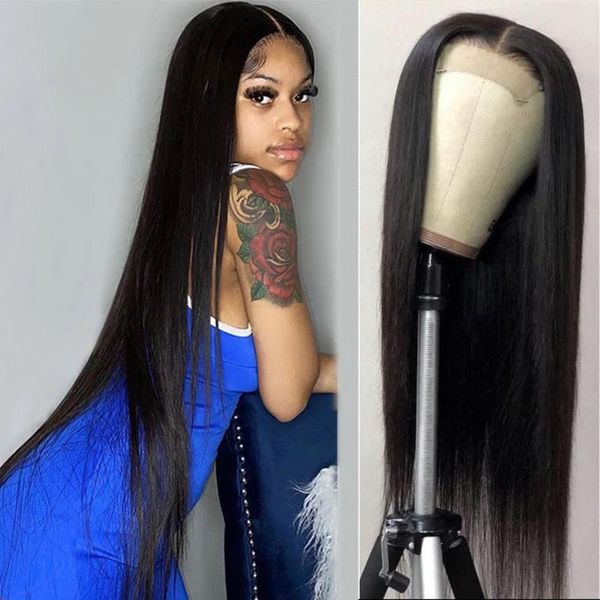 

lace wigs hd transparent front human hair for women preplucked 180% 13x4 brazilian straight frontal wig remy 30 inch, Black;brown