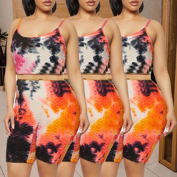 

women's tracksuits two piece set women 2021 summer contrast sleeveless vest crop + skinny shorts 2pcs fitness clubwear, Gray