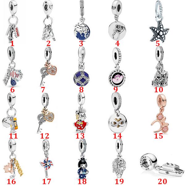 Designer jóias 925 pulseira de prata Charme Bead Fit Pandora Spinning Pinwheel Amor Key Estilo Versátil Corrediça Braceletes Grânulos Estilo Europeu Encantos Frisado Murano