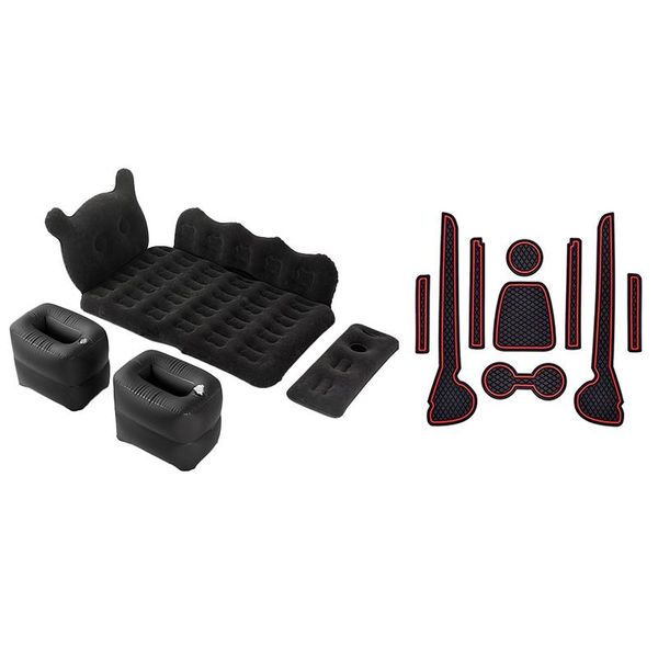 

universal car air inflatable travel mattress bed with 9pcs anti-slip mats gate slot cup mat other interior accessories