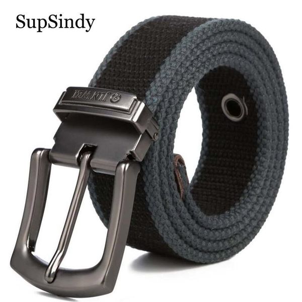 

supsindy canvas belt men luxury metal pin buckle army tactical belts for women jeans strap male black, Black;brown