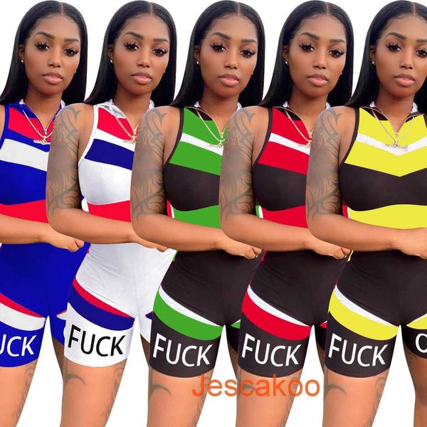 

women jumpsuit zipper sleeveless sports shorts contrast stitching stripe sportswear ladies rompers fashion new 2020, Black;white