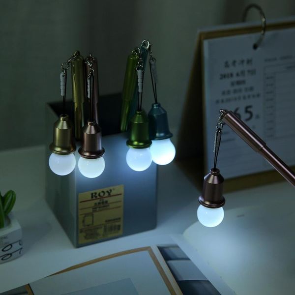 

gel pens 2pcs creative glowing light bulb pen imitation metallic kawaii black ink 0.38mm writing office school supplies