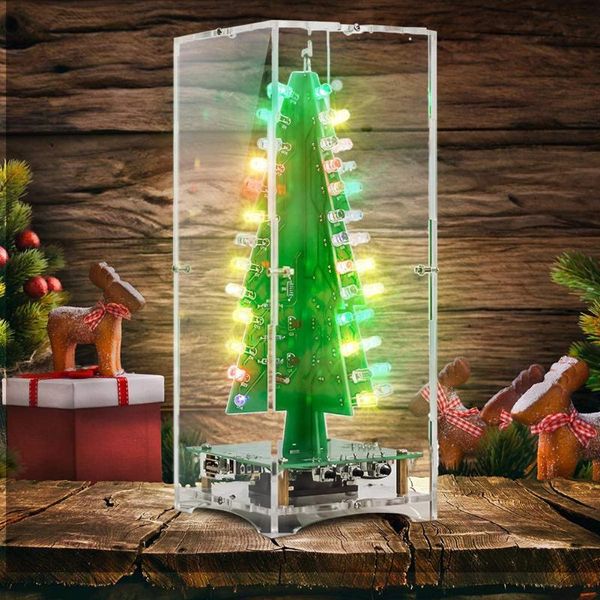 

christmas decorations 3d tree music box soldering practice project diy electronic science assemble kit with 7 colors flash light ye-