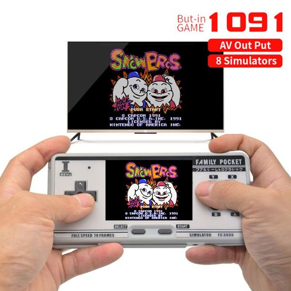 

retro handheld game console 8 simulator red and white children's color screen fc3000 built-in 1091 portable players