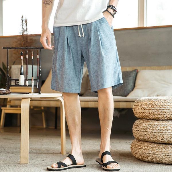 

men linen shorts loose straight comfortable drawstring casual hip hop homme mens beach summer hawaii men's, White;black