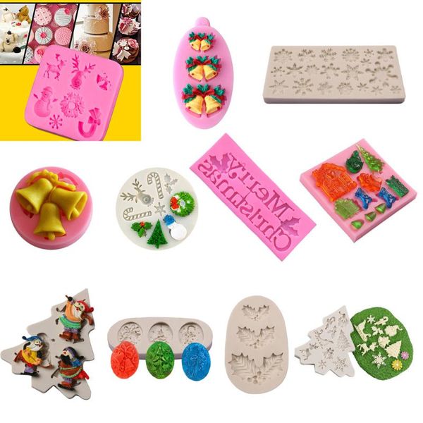 

mats & pads silicone christmas tree santa claus elk sled stick dessert mold chocolate cake moulds kitchen dining bar specialty tools #10