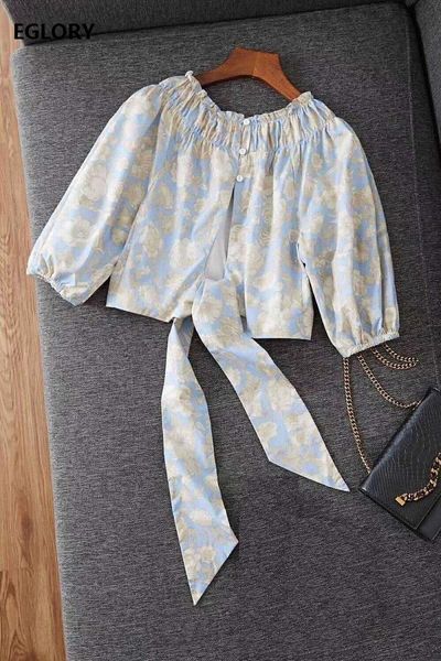 

crop 2021 summer fashion style women exquisite print back button half sleeve casual club ladies vintage blouse women's blouses & s, White