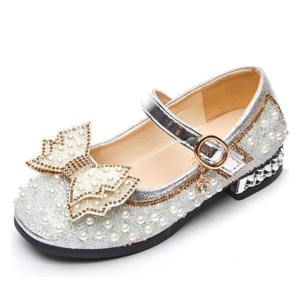 

flat shoes spring girls bead mary janes flats fling princess glitter baby dance kids sandals children wedding gold, Black;grey