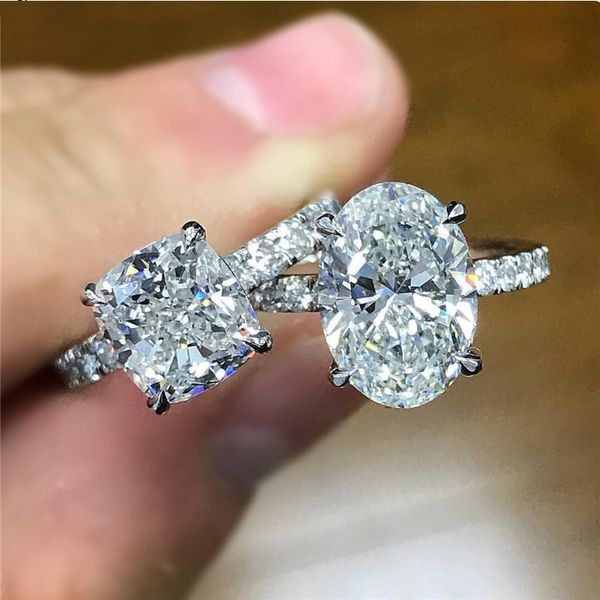 Anel de noivado de prata esterlina 925 anel de diamante cz feminino feito à mão para mulheres noivado moissanite jóias de festa