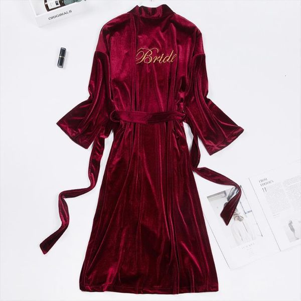 

velour bride bridesmaid wedding women sleepwear bathrobe spring autumn bridal lounge nighty robe gown casual womens with belt, Black;red