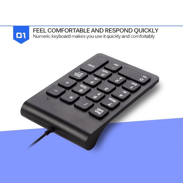 

small-size wire numeric keypad numpad 18 keys digital keyboard for accounting teller lapnotebook tablet number keycap keyboards