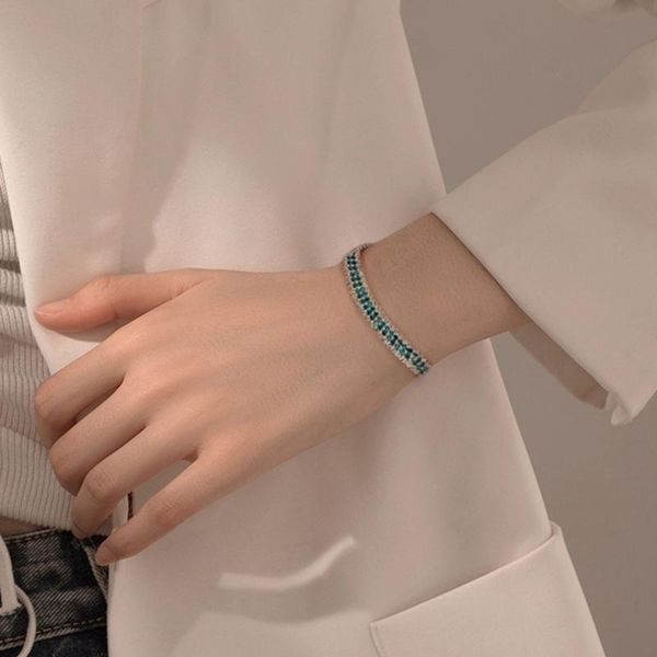 

link, chain fashion crystal bracelet simple full diamond jewelry, Black