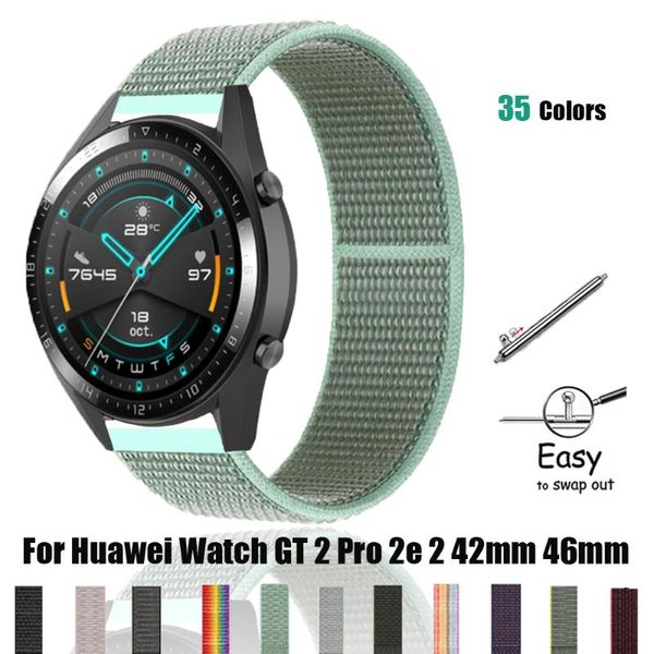 

watch bands nylon loop strap for huawei gt 2 pro 42mm 46mm wristbelts sport watchband 2e replacement bracelets, Black;brown