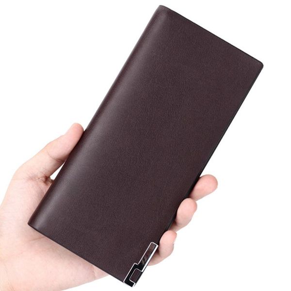 

wallets men's long wallet thin soft leather business casual, Red;black