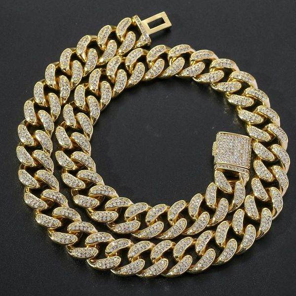 

bangle necklace hip hop 15mm cuban chain jewelry flip buckle men's accessories, Black