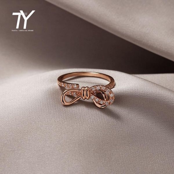 

cluster rings 2021 exquisite bow opening women's ring korean jewelry halloween party elegant finger accessories wedding, Golden;silver