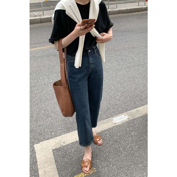 

[daihe] autumn temperament version casual solid color high waist leggings women's pants, Blue