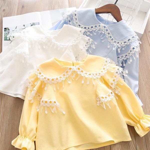 

shirts girl's shirt spring lace tassel collar wholesale baby kids blouse, White;black