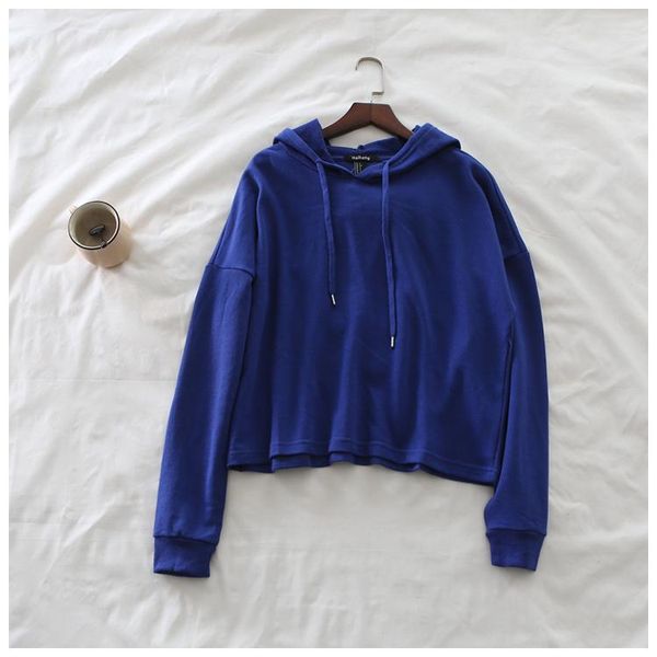 

women's hoodies & sweatshirts women hoodie solid color long sleeve 2021 spring summer loose casual pullover short style korean fashion, Black