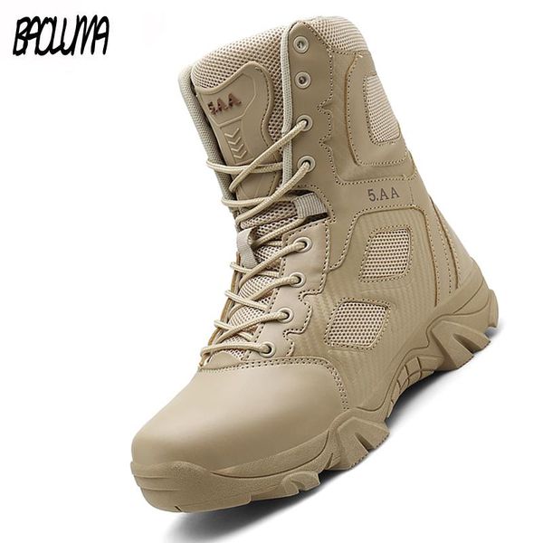 

boots men shoes classic brand tactical outdoor non-slip military lace up safety, Black