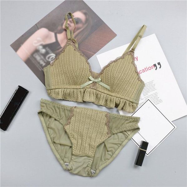 

bras sets ladies suit push up triangle cup bra set for women wire tassel solid color thin comfortable bralette lingerie, Red;black