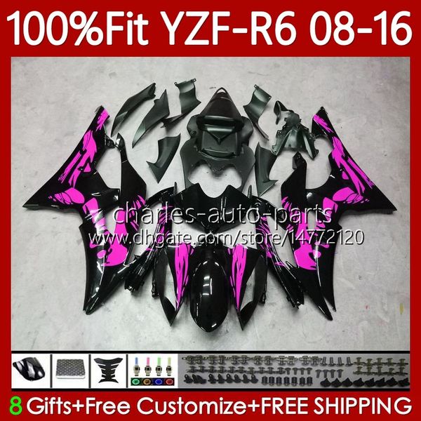 Graffiti Pink Injection Feedings para Yamaha YZF-R6 YZF R6 600 R6 YZF-600 YZFR6 08 09 10 11 12 2013 2014 2015 2016 99No.179 YZF600 2009 2010 2011 2011 13 15 15 16 16 Corpo de OEM