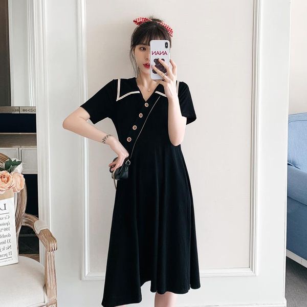 

maternity dresses 23052# clothes summer short sleeves easy matching loose slimming dress pregnant women mom, White