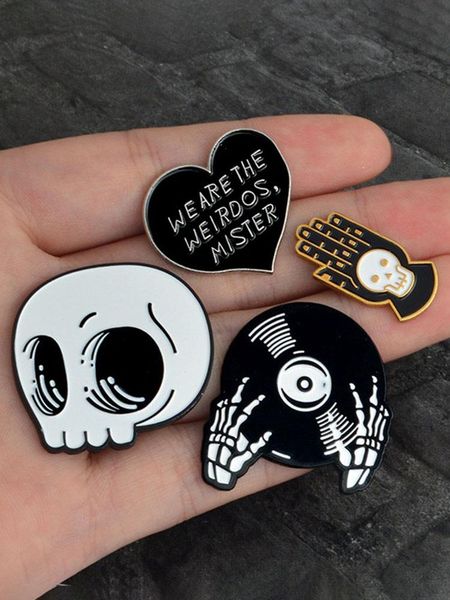 

pins, brooches halloween jewelry vampire badges skeleton pin skull denim punk jean black pins collection for friend gift, Gray