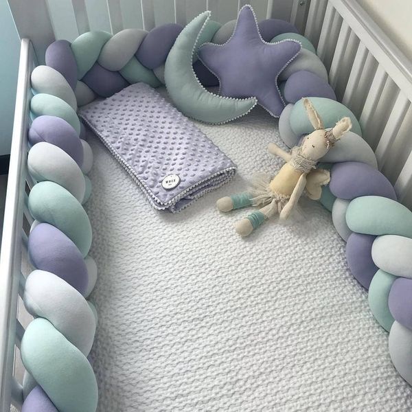 

3 meter baby bed bumper braid knot pillow cushion bumper for infant crib protector bumper tour de lit bebe tresse room decor